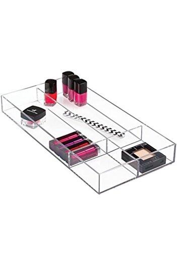 Generic Plastic Drawer Organizer, Clear Divided Storage for Vanity, Bathroom, Kitchen (8"x16"x2")