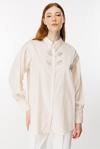 Ghisa Stone Colored Embroidered Tunic