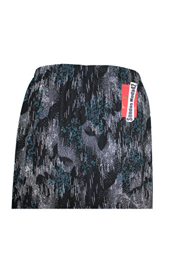 HESNA Women's Betül 8 Piece Elastic Unlined Black Flared Patterned Skirt