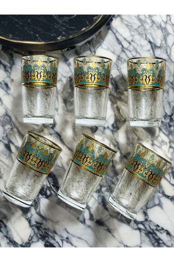 SAMSA Pearl Model Patterned Coffee Side Glass Water Glass 6 Pieces