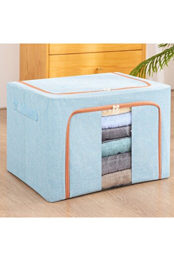 Flippy Foldable Storage Box 24 L40x30x20cm, Metal Frame, Stable Plastic Base Support, Blue
