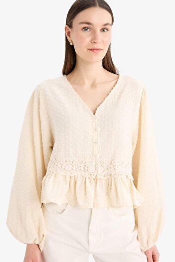 DeFacto Regular Fit Müslin Uzun Kollu Tunik D4397ax25sp