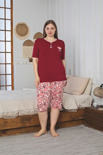 Asel Plus Size Lycra Combed Cotton Capri Pajama Set