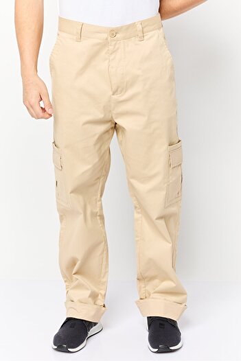 Esprit Men Regular Fit Solid Cargo Pant, Khaki