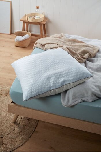 Tchibo Cooling Pillow 90 L x 70 W cm, White and Light Blue