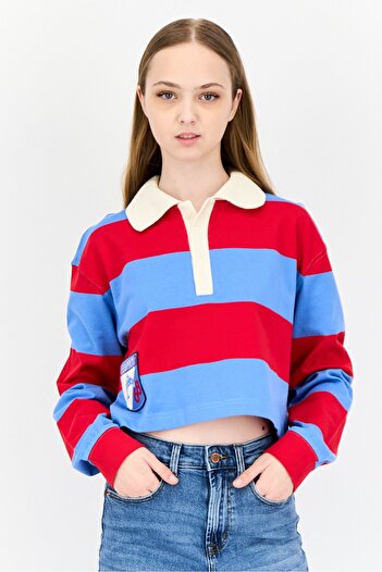 Esprit Women Spread Collar Long Sleeves Stripe Sweatshirt, Multicolor