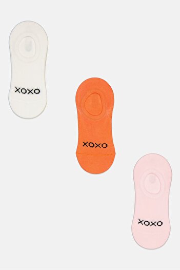 XOXO Women 3 Pair Brand Logo Round Invisible Socks,Multicolor