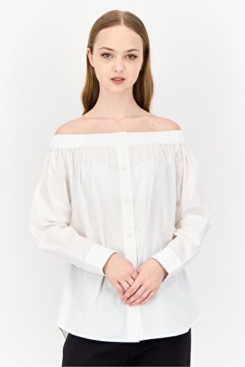 Esprit Women Off Shoulder Long Sleeves Shirt, White