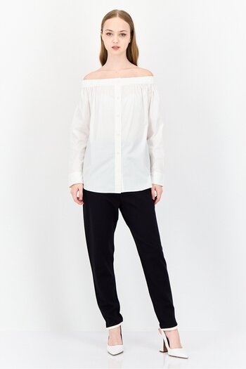 Esprit Women Off Shoulder Long Sleeves Shirt, White