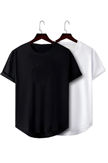 FABİO CASSANİ Ανδρικό μπλουζάκι με οβάλ κομμένο Basic Fit Shitty Collar Casual 2 τεμαχίων