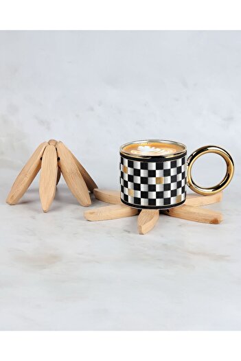 ELZEY HOME Bamboo 4-Piece Folding Trivet with Stand