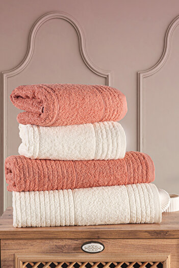 Güvenal Ece 4-Piece Bath Towel Set |   Towel |   Bath Towel I Hammam Set I Dowry Towel