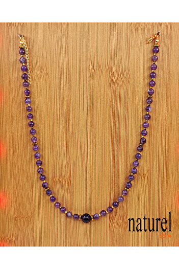 Naturel Tılsım Amethyst Natural Stone Choker Necklace
