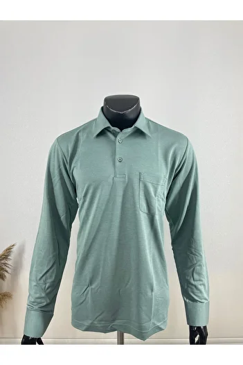 Sadık Collection Shirt Collar Long Sleeve and Buttoned Pocket Combed Cotton Sweater 6063
