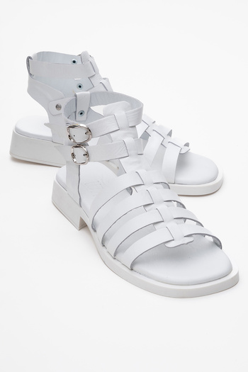 LuviShoes FRADE White Genuine Leather Women's Sandals