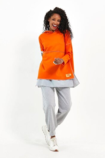VOLT CLOTHİNG Women's Hooded Bottom Top Tracksuit Set