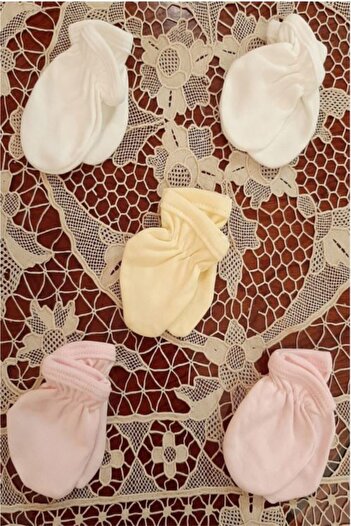 Baby Bakkal 5 Pairs Cotton Elastic (0 - 3) Month Gloves