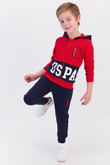 U.S. Polo Assn. Base. Polo Assn Red Boy's Zippered Tracksuit Set