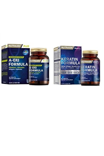 Nutraxin Keratin Formula 60 T. + A-oxi Formula(Astaxanthin, Resveratrol, Coenzyme Q-10) 60 T.