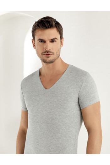Şahinler Men's V-Neck Lycra Tank Top Short Sleeve 3 Pack 081