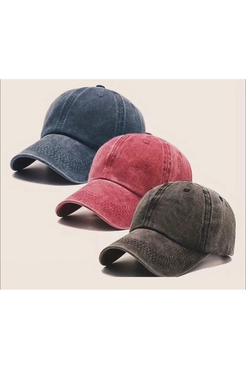 awix Set de pălărie sport unisex din denim spălat cu pietre 3' (negru, albastru, roșu)