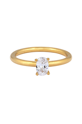 ELLI Ring Ring with Stones Women Oval Zirconia Diamond Cut White 925 Sterling Silver
