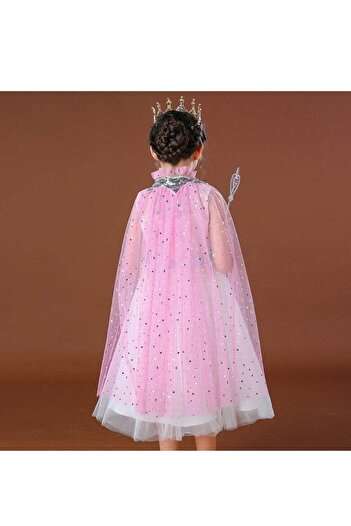 COOYA Princess Cape Set 7 Pcs Girls Princess Cloak with Tiara Crown,Wand for Little Girls Dress up (Pink)