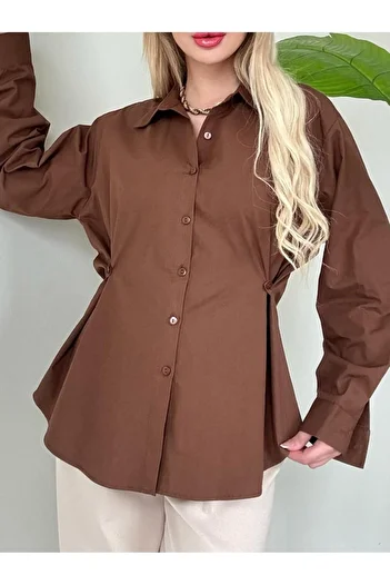 MACMODA Side Button Detailed Poplin Shirt
