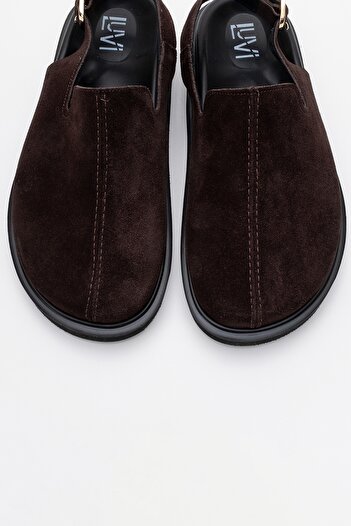 LuviShoes Γυναικεία σανδάλια LABY Brown Suede από γνήσιο δέρμα