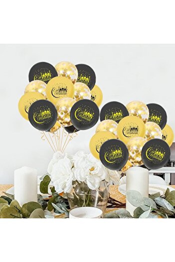 COOYA 12-piece decorative balloon set,unique pattern,suitable for party,birthday or home,black gold