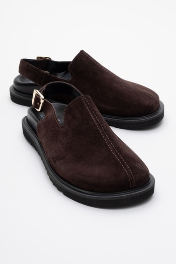 LuviShoes Γυναικεία σανδάλια LABY Brown Suede από γνήσιο δέρμα