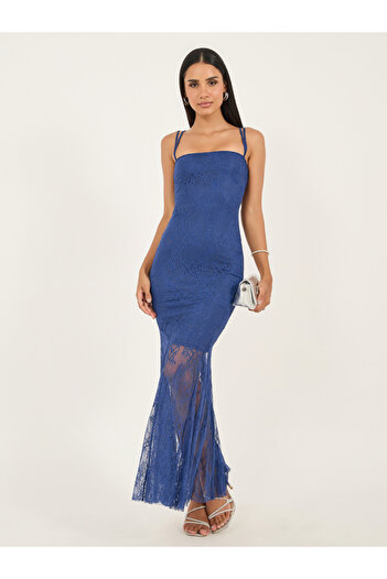 Take Two By Styli Lace Square Neck Strappy Mermaid Maxi Dress