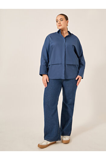Styli Plus Size Solid Long Sleeves Oversized Shirt