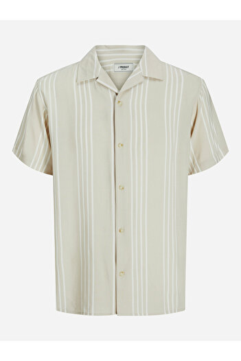 Produkt By Styli Men Beige Button-Down Striped Shirt