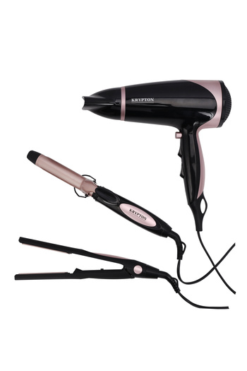 KRYPTON 3-in-1 Hair Dryer, Straightener & Curler, 2 Speed, 3 Heat, Cool Shot, Swivel Cord, PTC, DC Motor