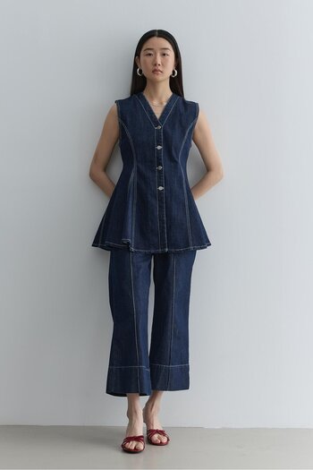 Fahhar Godeli Denim Vest Navy Blue