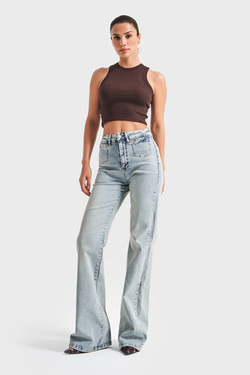 its basic Women's T.Jeans Color 4S5-32 Flare Fit Stretchy Lycra Fabric Inner Length 83 cm Denim Jean