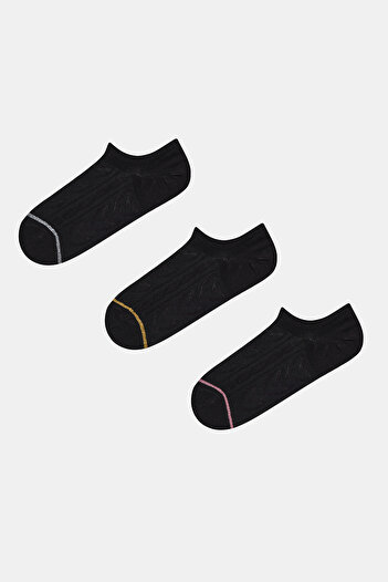 Penti Jacquard 3lü Siyah Sneaker Çorap