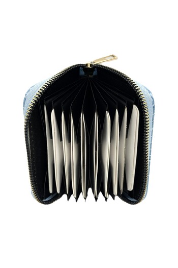 Womancraft Crocodile Leather Zippered Accordion Card Holder