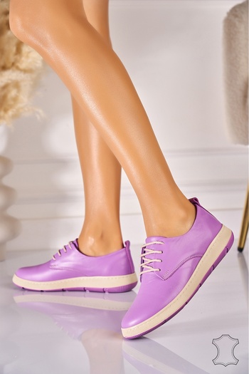 Joana Women's Moccasins Natural Leather Purple Kailey