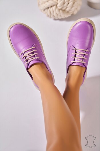 Joana Women's Moccasins Natural Leather Purple Kailey