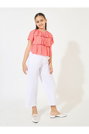 Styli girls co ord set short sleeve top with wide leg pants