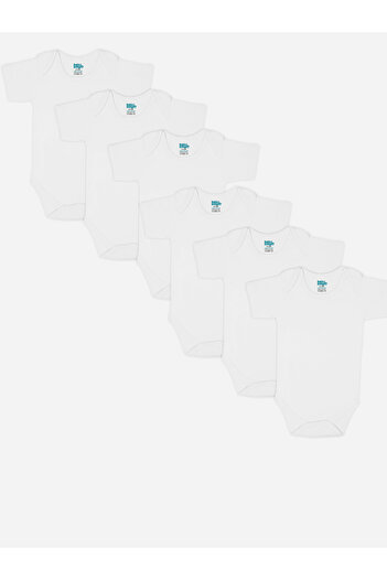 Babies Basic By Styli Pack of 6 - Solid Combed Cotton Short Sleeves Bodysuit
