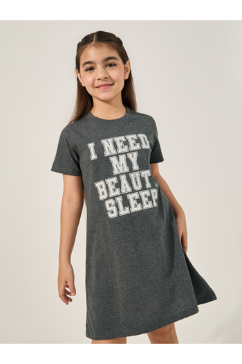 Styli Slogan Print Short Sleeve Nightdress