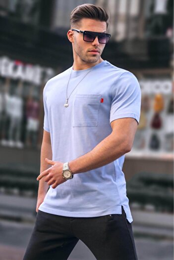 Madmext Ανδρικό T-Shirt Blue Pocket Basic 6078