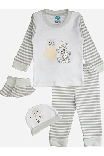 Babies Basic By Styli Pack of 7 - Cotton Bodysuit, Top, Pants, Bib, Socks, Mitten and Cap