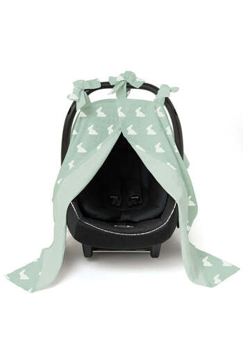 DEUX LAPINS 100% Cotton Muslin Stroller Cover - Mono Lapin Matcha Green