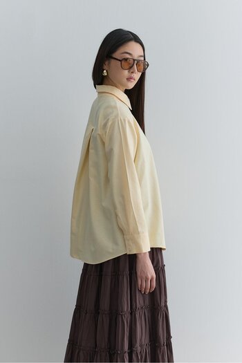 Fahhar Yellow Basic Shirt Cross Pleated
