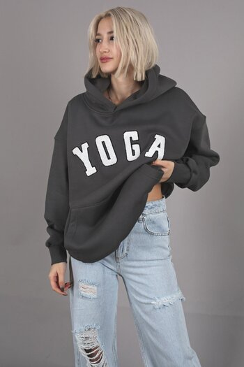 Madmext Smoked Embroidered Oversize mikina s kapucí Mg1580