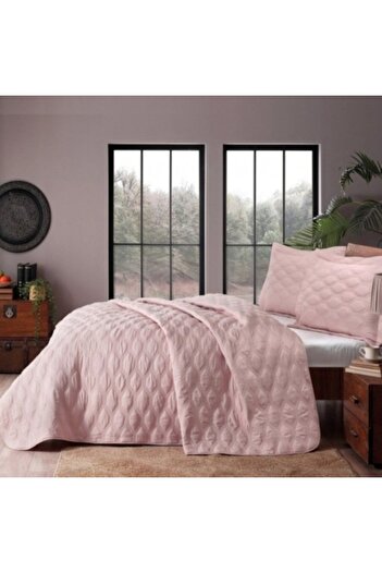 Taç Quilted duvet cover and 2 pillowcases set, TAC, Marissa Powder Pink